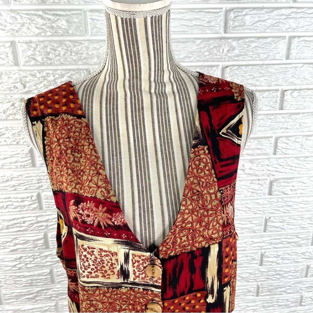 Vintage Jd Wright Patterned Patchwork Vest Size 1… - image 2